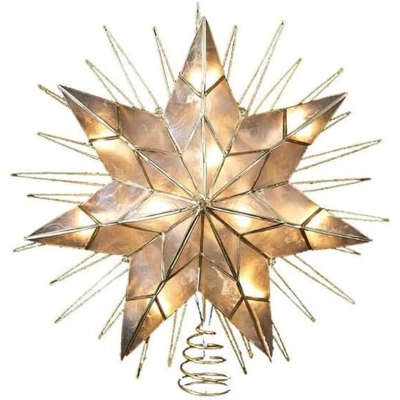 14" 7-Point Natural Capiz Star Lighted Treetop - Picture 3 of 4